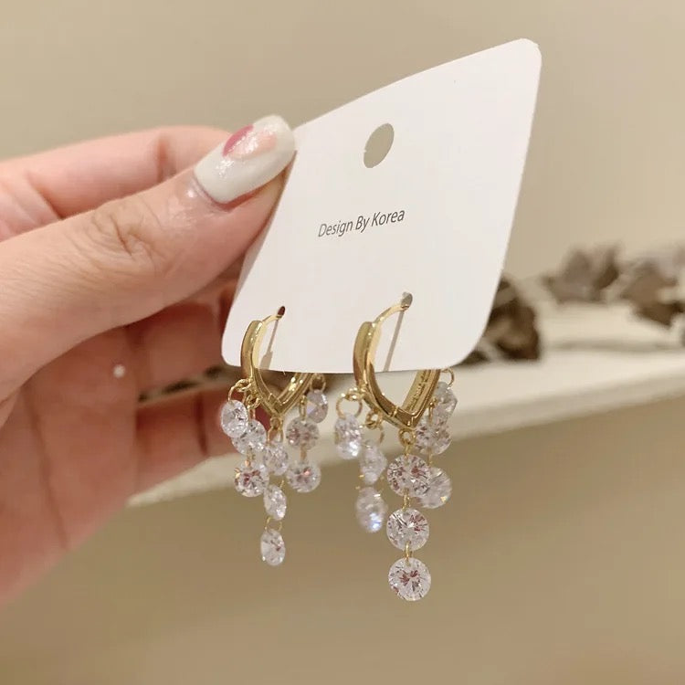 Crystal Grape String Earrings