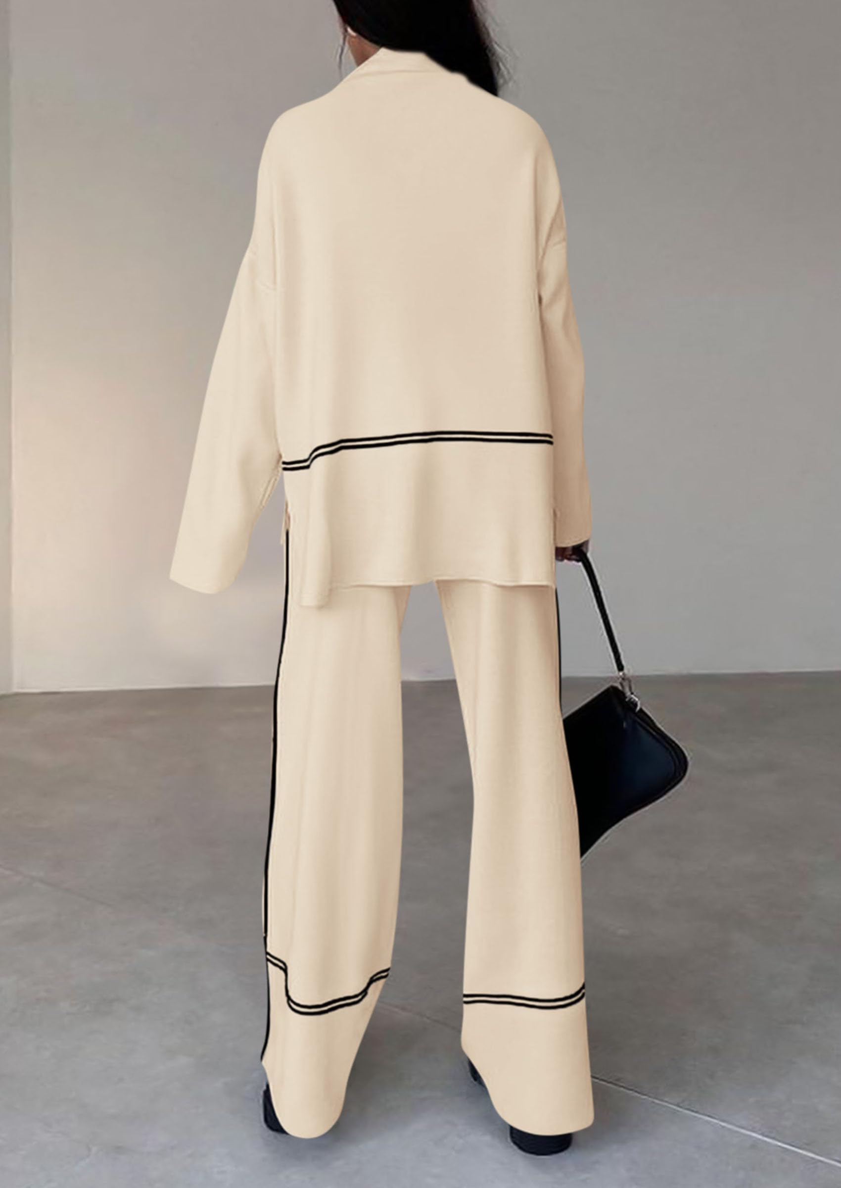 Women's Fall Long Sleeve Pullover Sweater Wide Leg Pants 2 Piece Outfits(BUY 2 FREE SHIPPING)