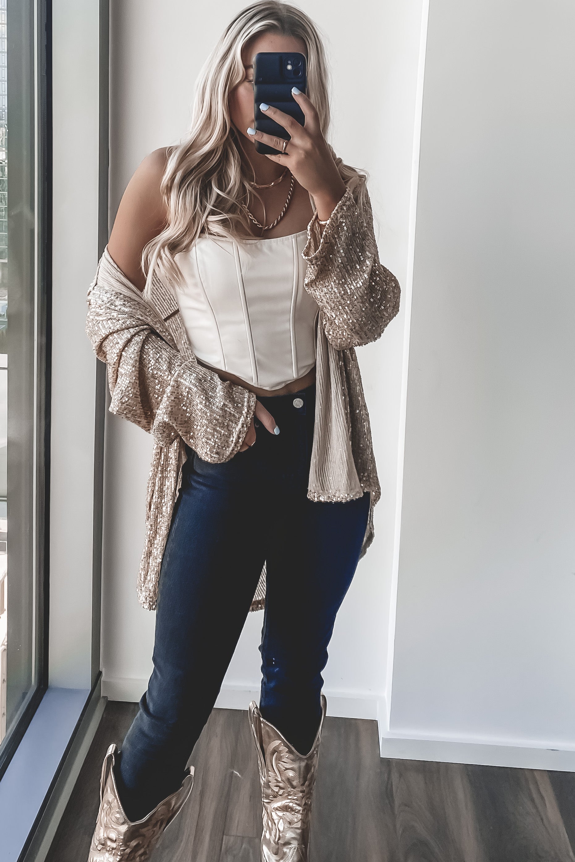 Sequin Shirt  Oversized Turndown Collar Fashion Shirt (Buy 2 Free Shipping)