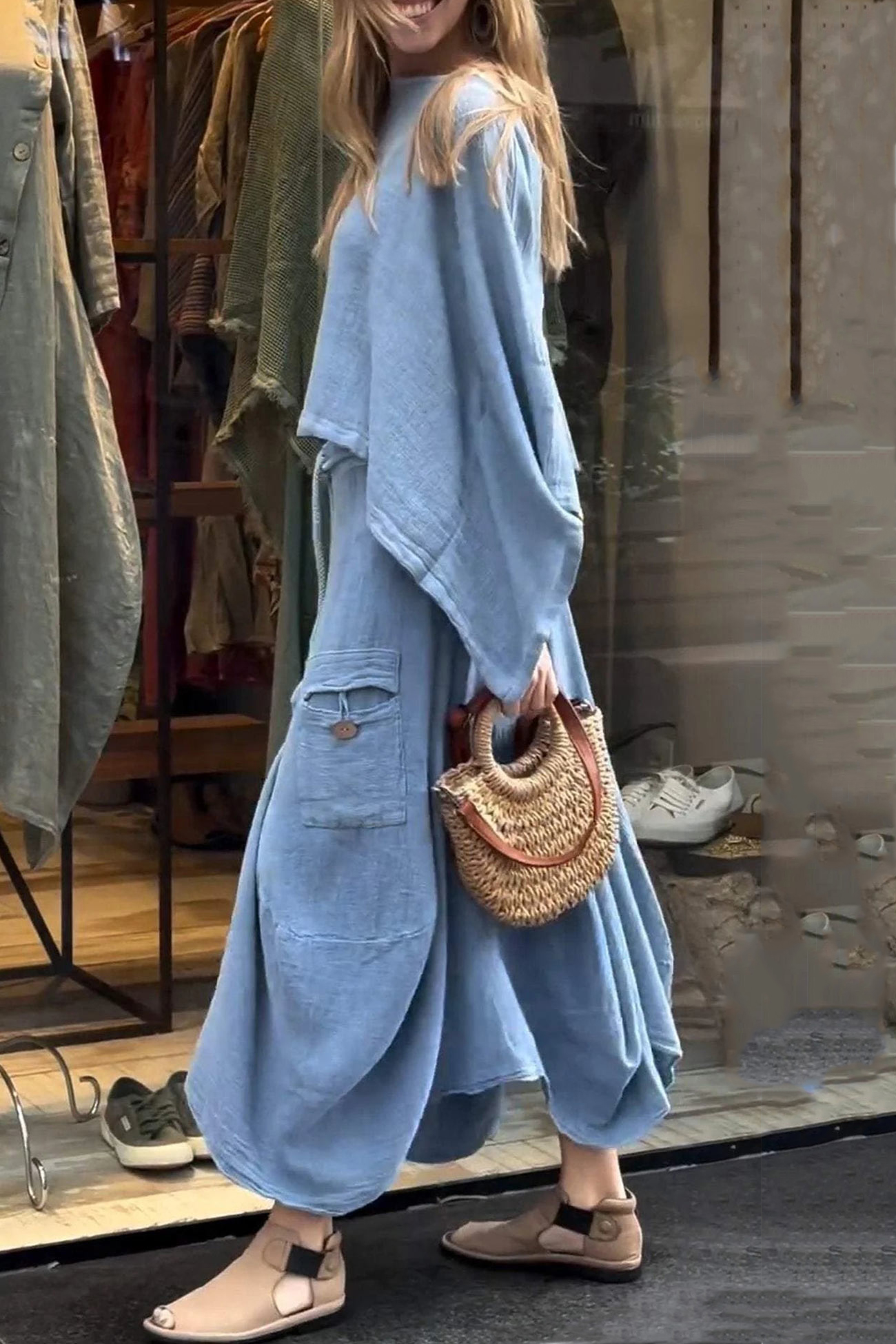 Relaxed Textured Two-Piece Set – Slouchy Top & Cropped Pants (Buy 2 Free Shipping)