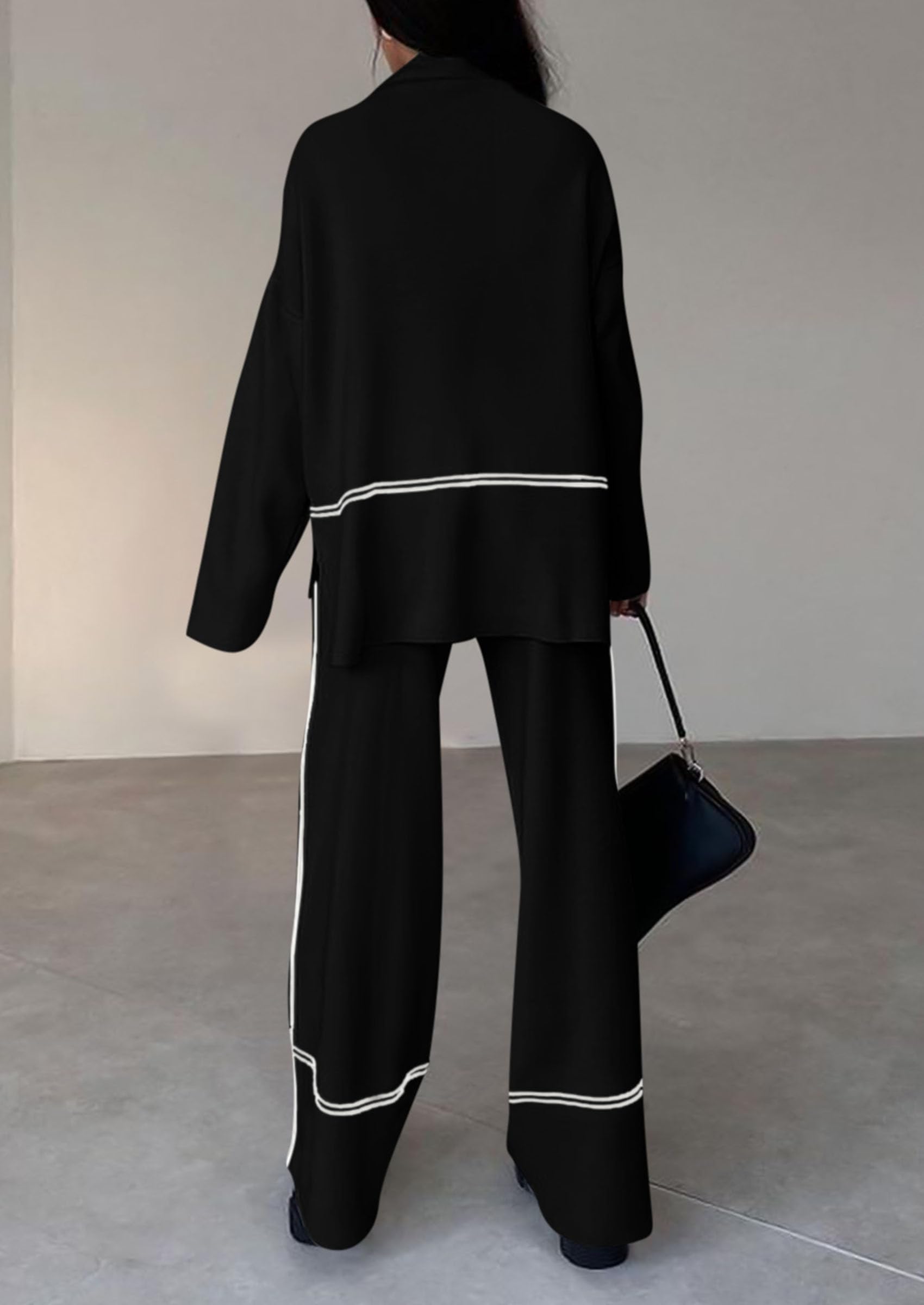 Women's Fall Long Sleeve Pullover Sweater Wide Leg Pants 2 Piece Outfits(BUY 2 FREE SHIPPING)