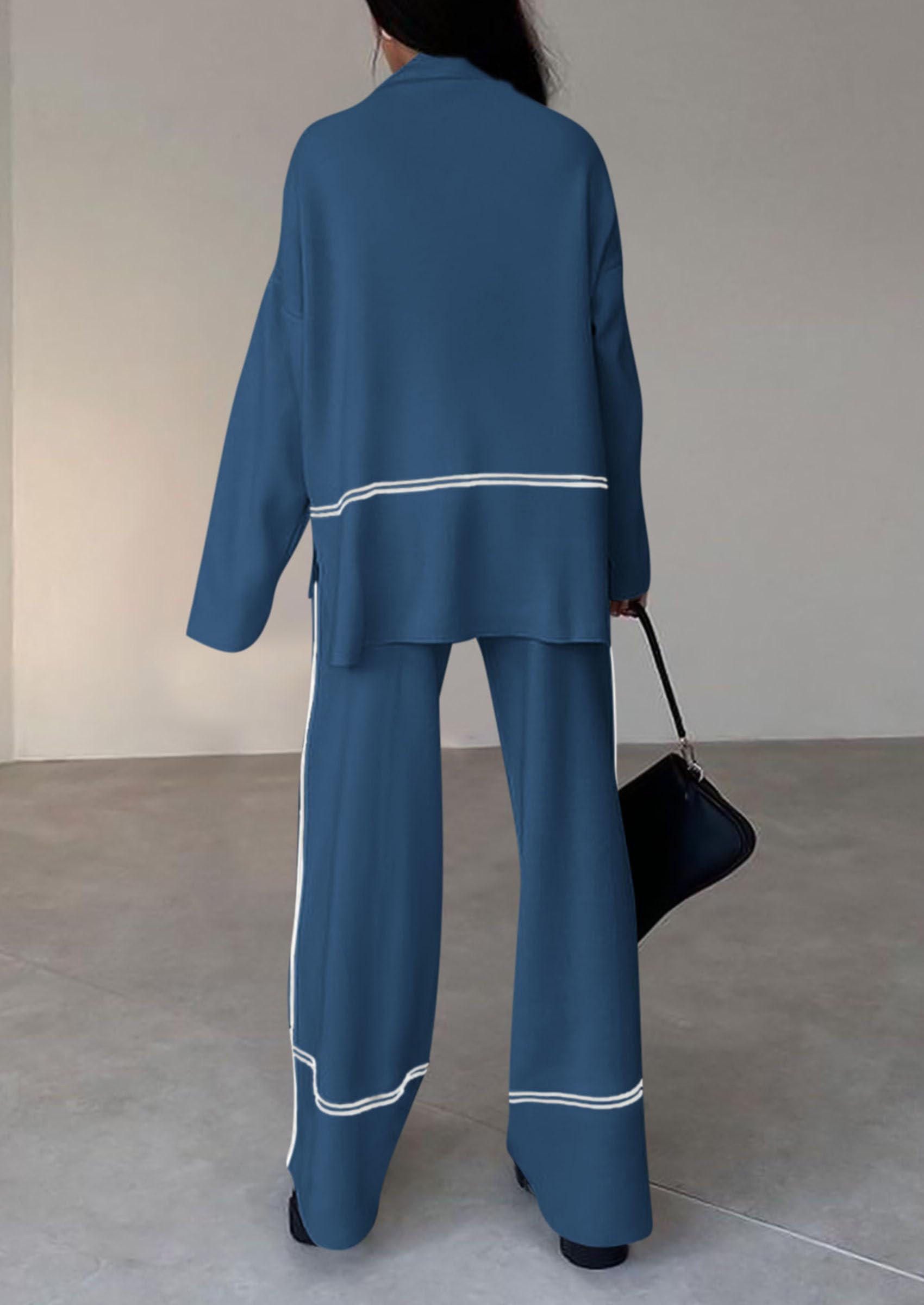 Women's Fall Long Sleeve Pullover Sweater Wide Leg Pants 2 Piece Outfits(BUY 2 FREE SHIPPING)