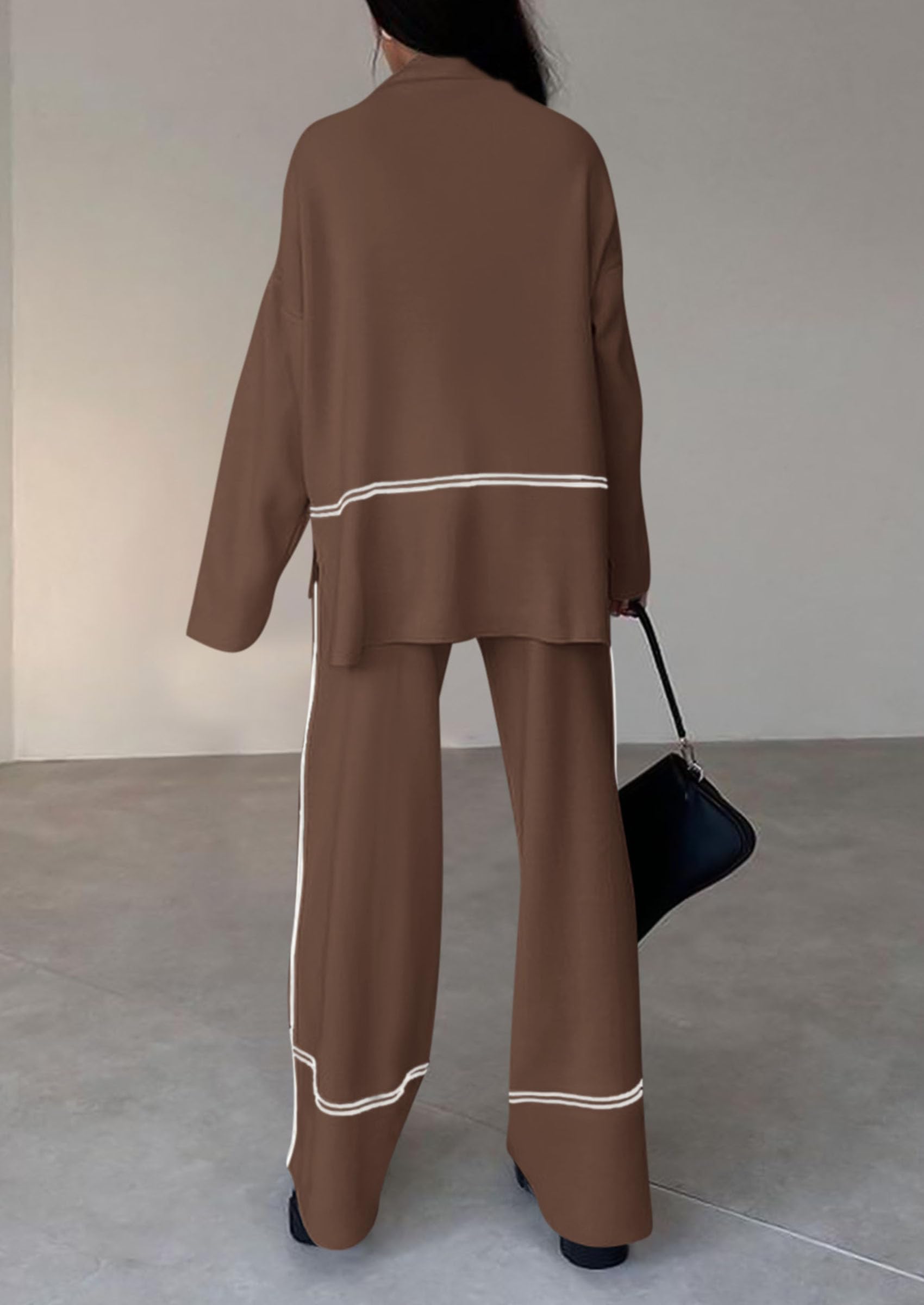 Women's Fall Long Sleeve Pullover Sweater Wide Leg Pants 2 Piece Outfits(BUY 2 FREE SHIPPING)