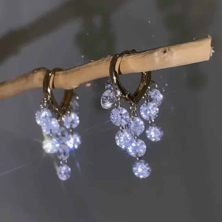 Crystal Grape String Earrings