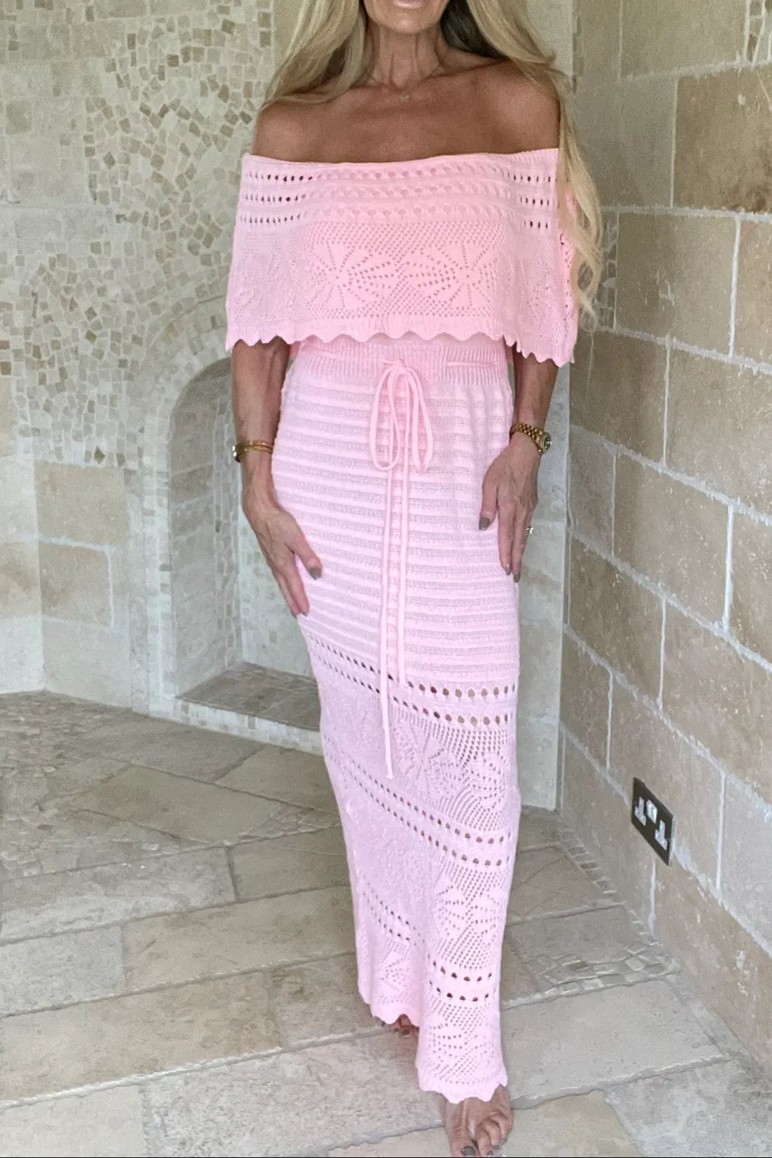 Elegant Off Shoulder Knit Maxi Dress