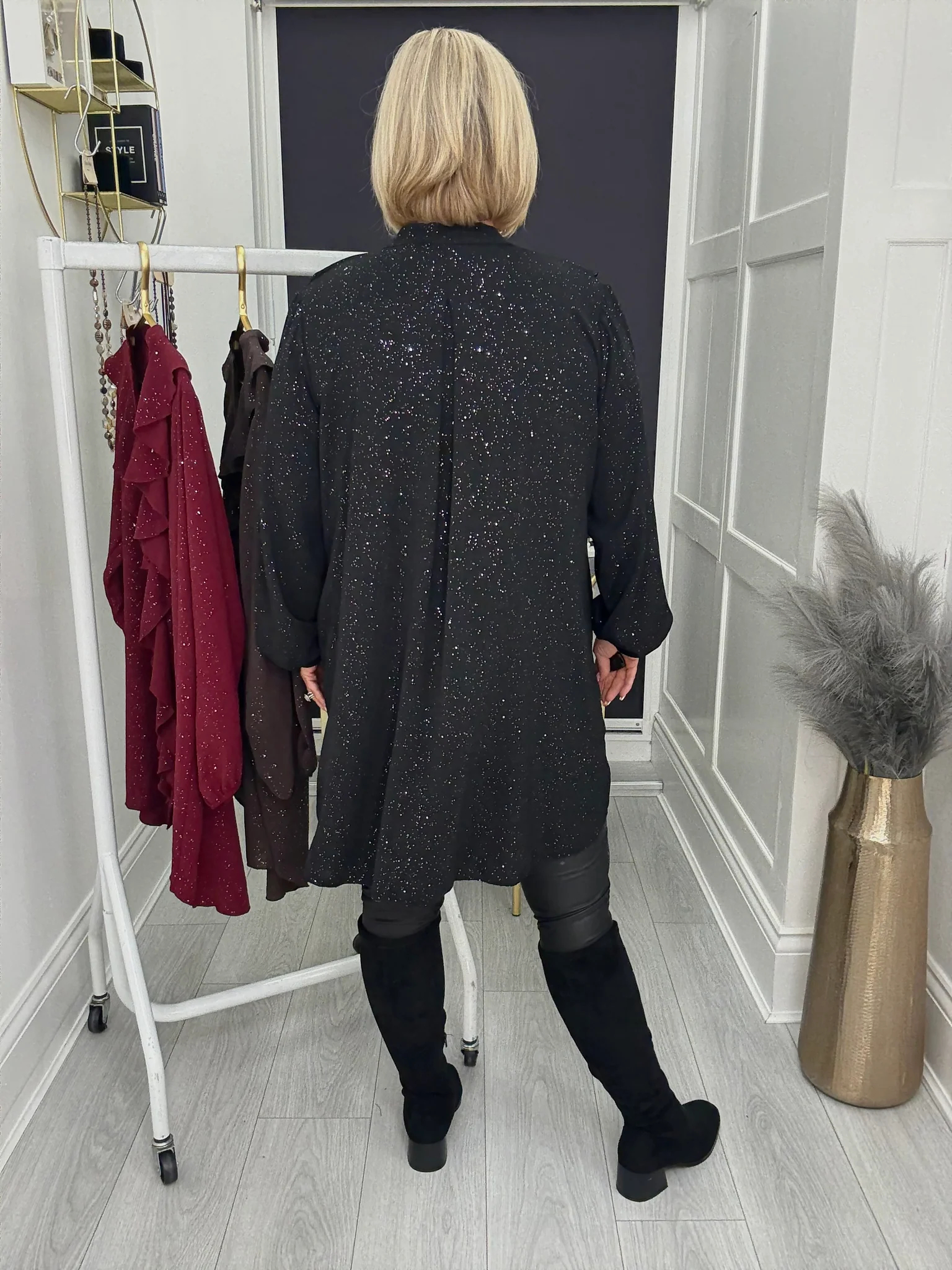 Elegant Sparkle Ruffle Trim V Neck Loose Blouse Top (Buy 2 Free Shipping)