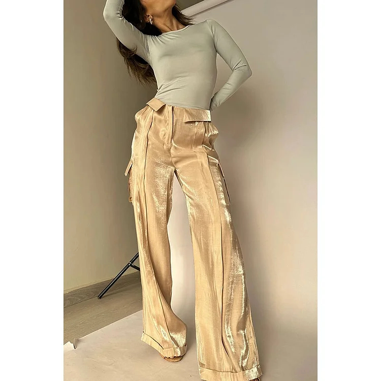 Golden Years Glitter Fabric Wide Leg Pants (Buy 2 Free Shipping)
