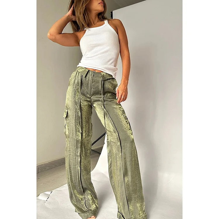 Golden Years Glitter Fabric Wide Leg Pants (Buy 2 Free Shipping)