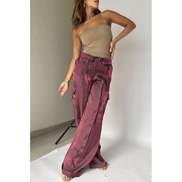 Golden Years Glitter Fabric Wide Leg Pants (Buy 2 Free Shipping)