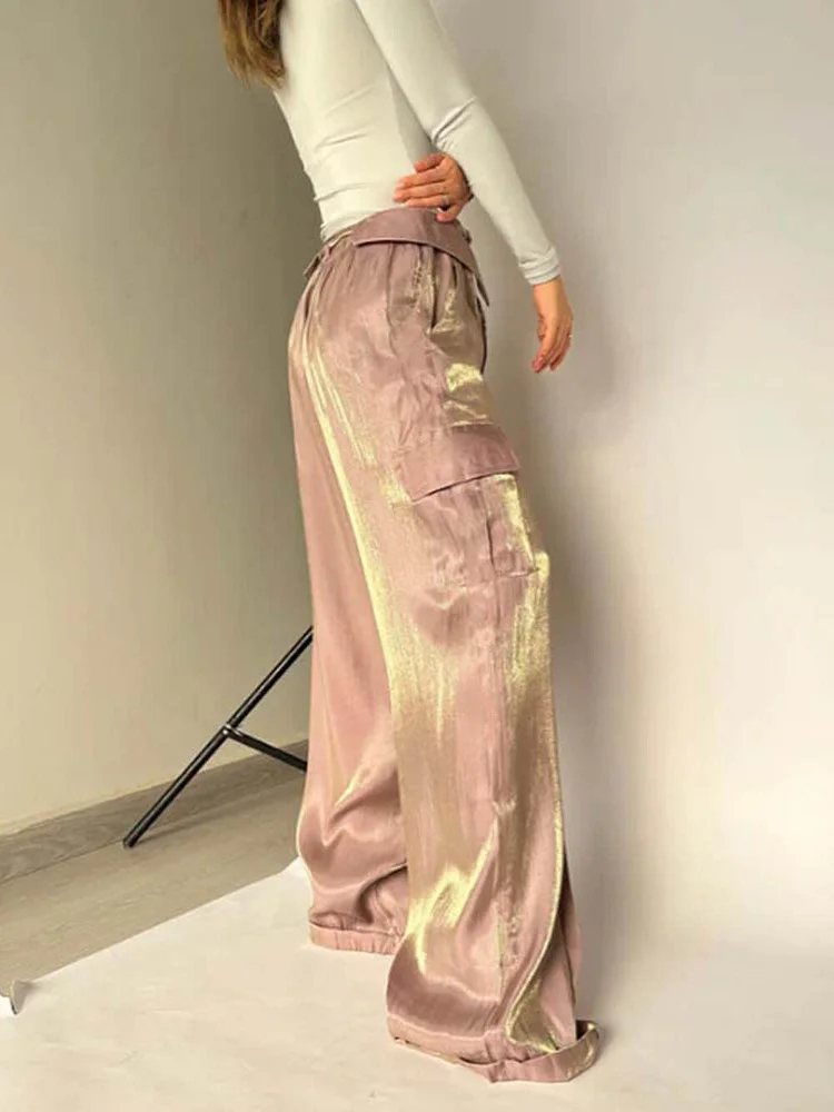 Golden Years Glitter Fabric Wide Leg Pants (Buy 2 Free Shipping)