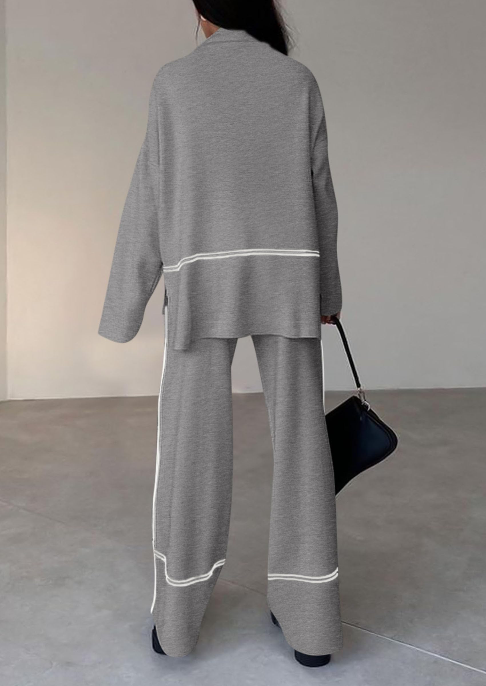 Women's Fall Long Sleeve Pullover Sweater Wide Leg Pants 2 Piece Outfits(BUY 2 FREE SHIPPING)