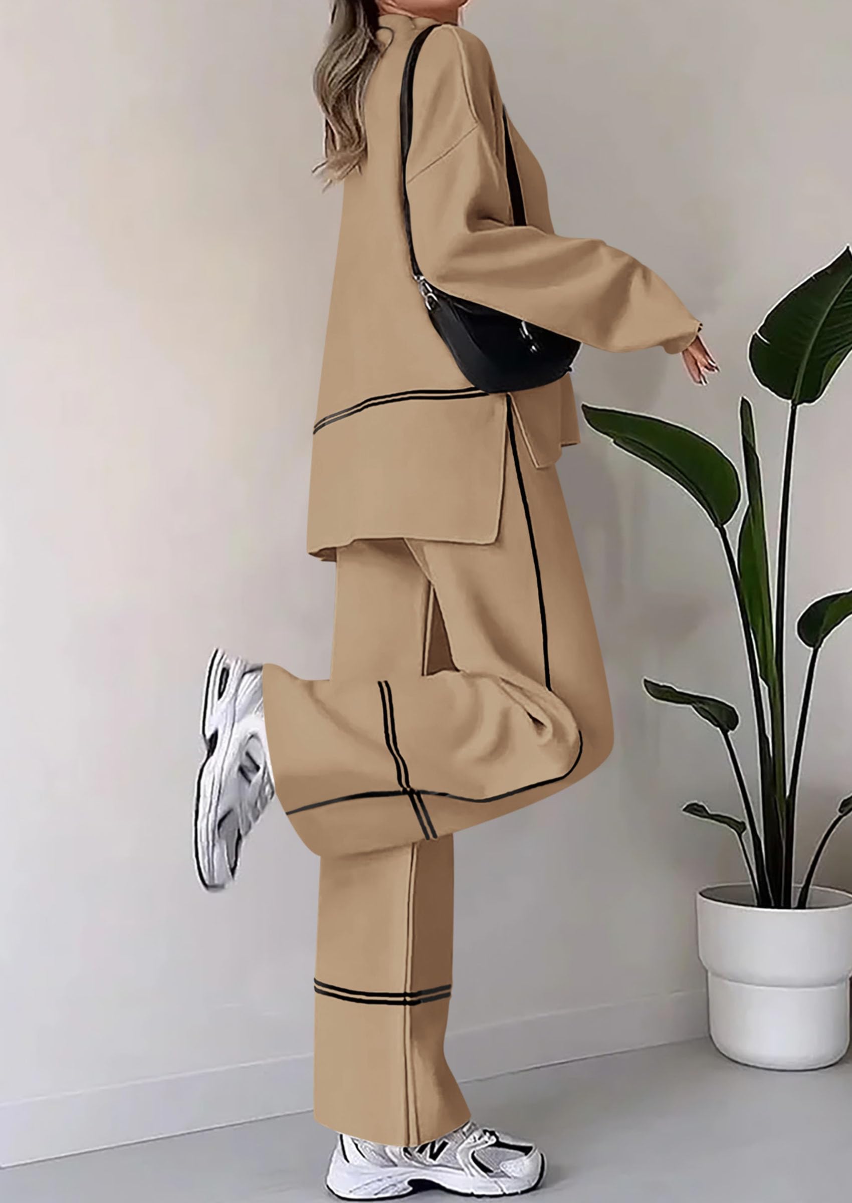 Women's Fall Long Sleeve Pullover Sweater Wide Leg Pants 2 Piece Outfits(BUY 2 FREE SHIPPING)