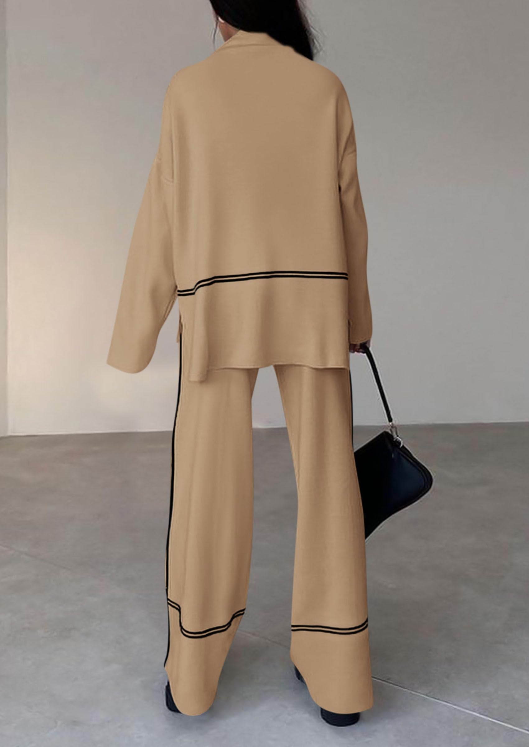 Women's Fall Long Sleeve Pullover Sweater Wide Leg Pants 2 Piece Outfits(BUY 2 FREE SHIPPING)