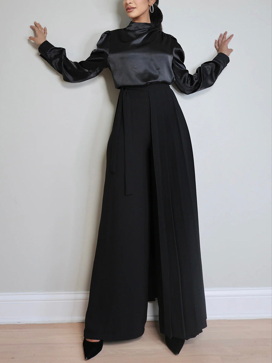Lovely Pleated Overskirt Pants Set (Buy 2 Free Shipping)