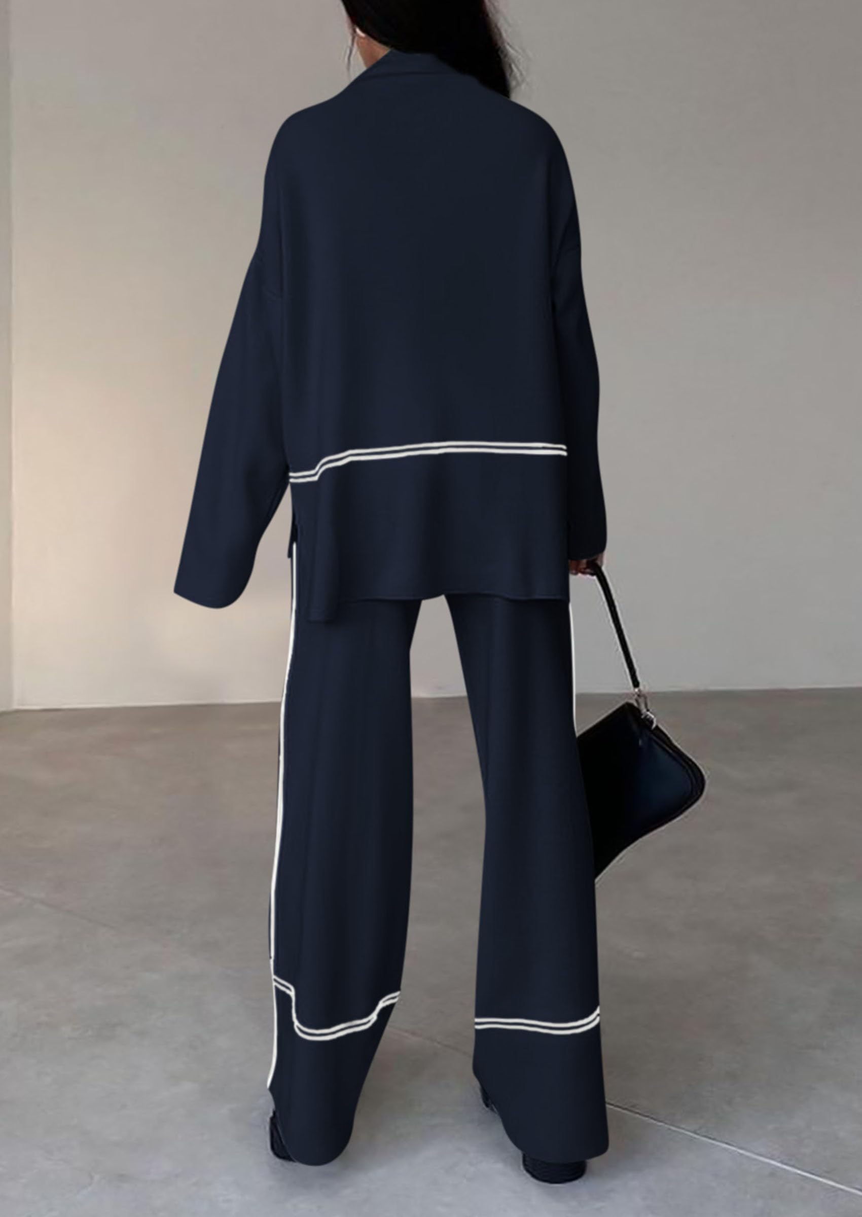 Women's Fall Long Sleeve Pullover Sweater Wide Leg Pants 2 Piece Outfits(BUY 2 FREE SHIPPING)