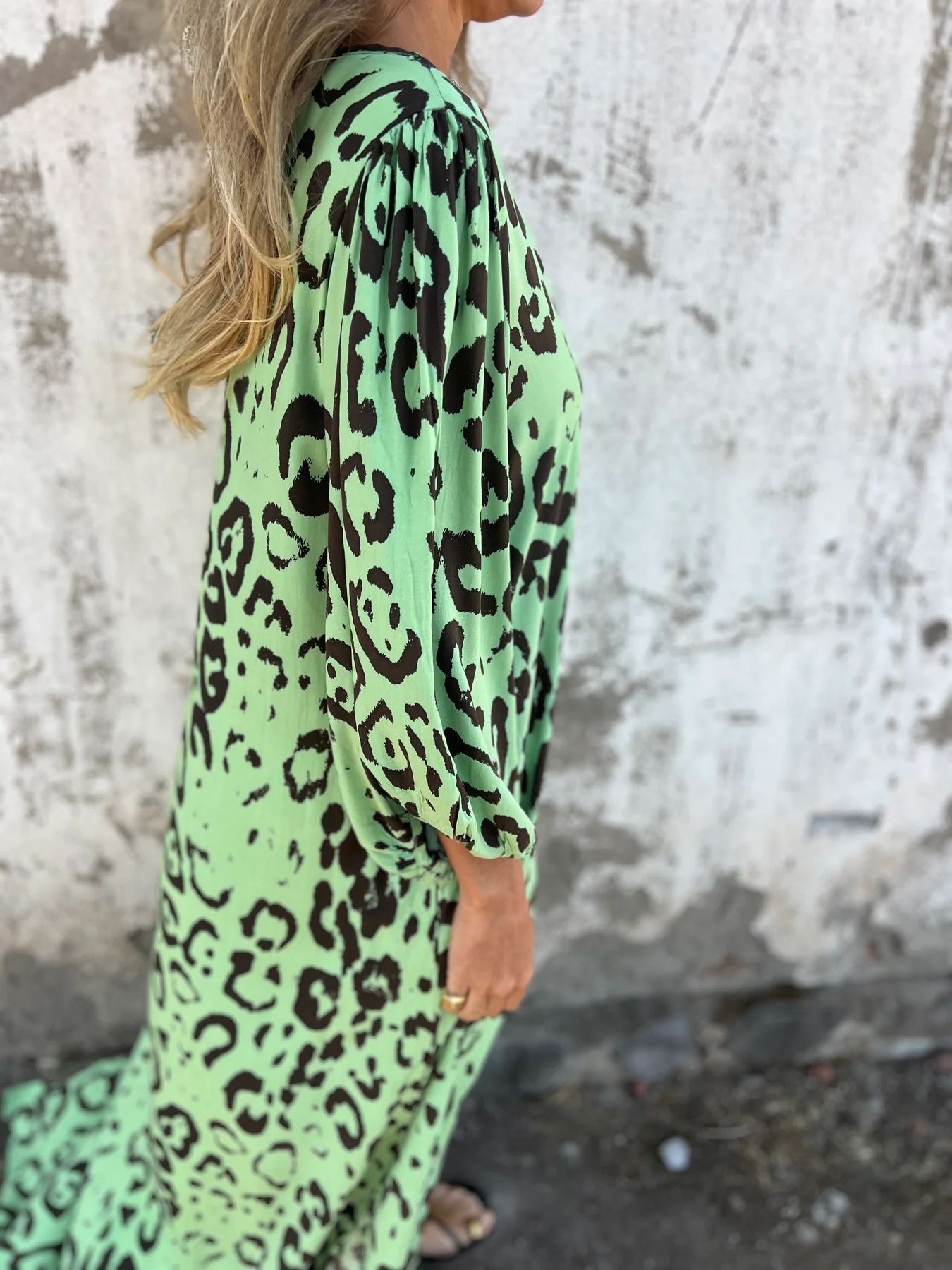 Relaxed V-Neck Leopard Print Maxi Dress (Buy 2 Free Shipping)