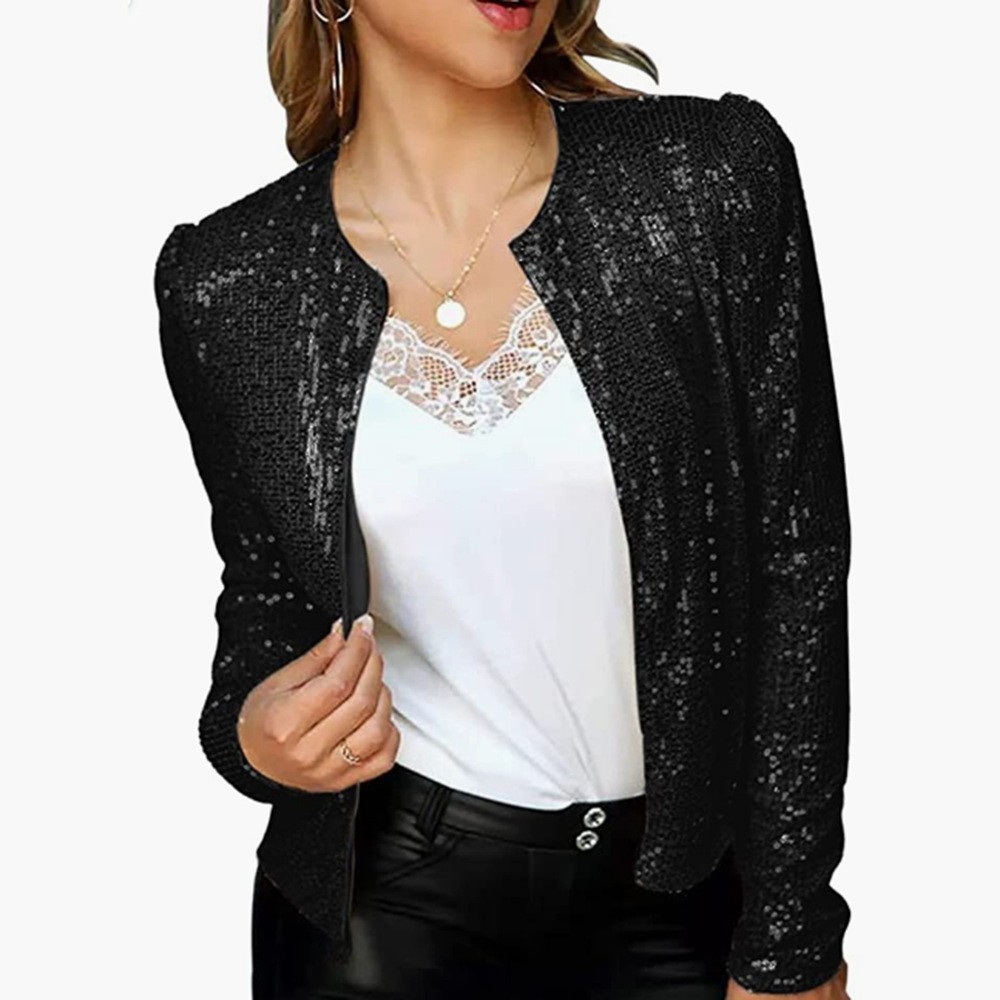 Sparkly Fit Long Sleeve Sequin Cardigan Jacket (Buy 2 Free Shipping)