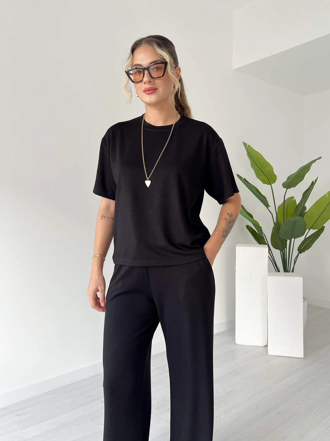 Casual Soft Knit Top and Drawstring Pants Two Piece Set (Buy 2 Free Shipping)