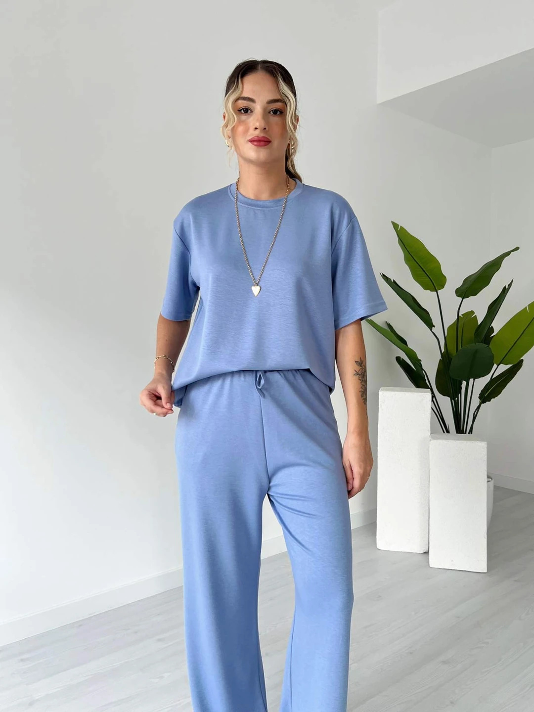 Casual Soft Knit Top and Drawstring Pants Two Piece Set (Buy 2 Free Shipping)