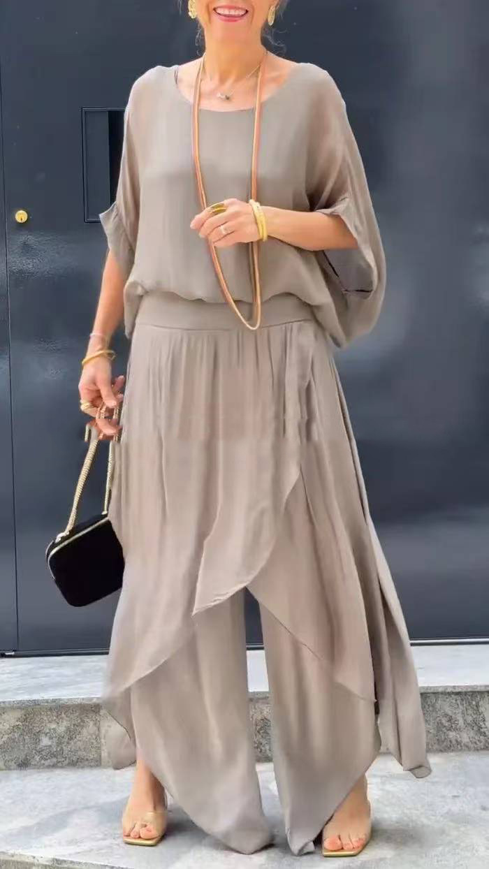 Elegant Asymmetrical Design Relaxed Fit Outfit (Buy 2 Free Shipping)