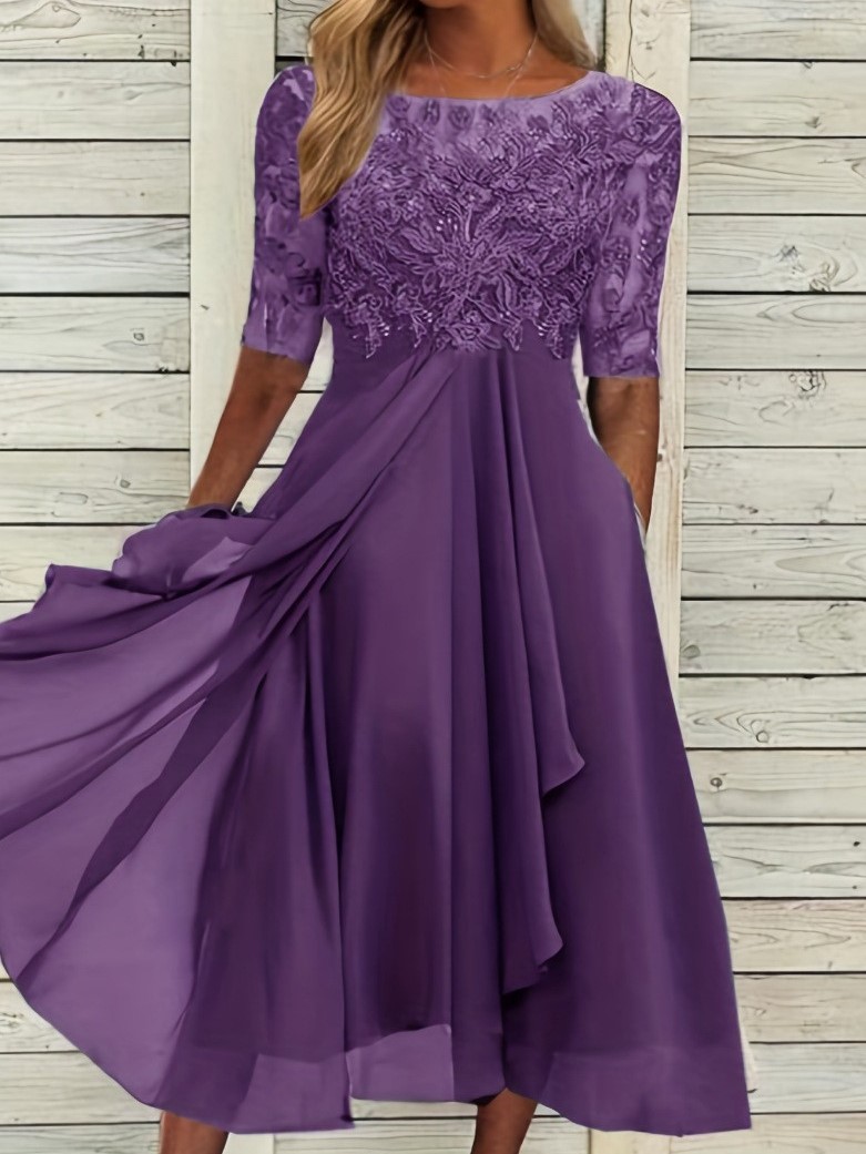 Elegant Embroidered Lace Midi Dress(Buy 2 Free Shipping)