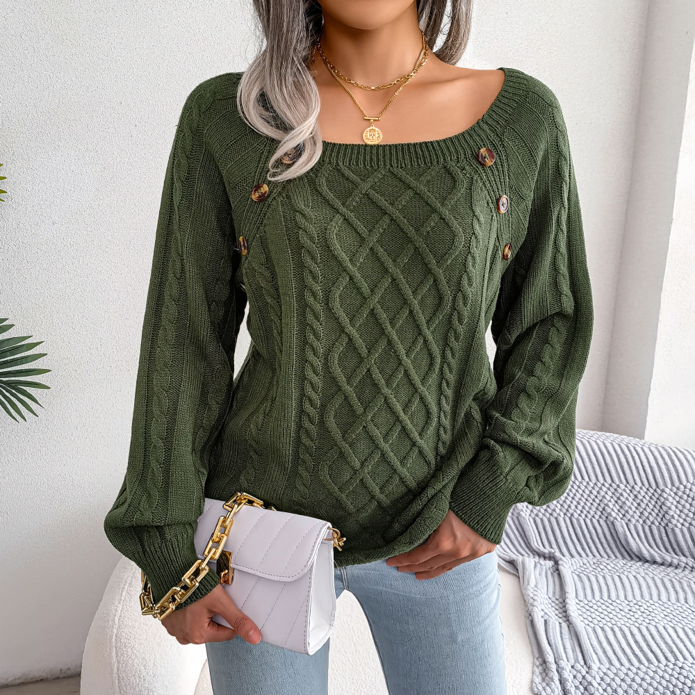 Elegant Cable Knit Button Pullover Top (Buy 2 Free Shipping)