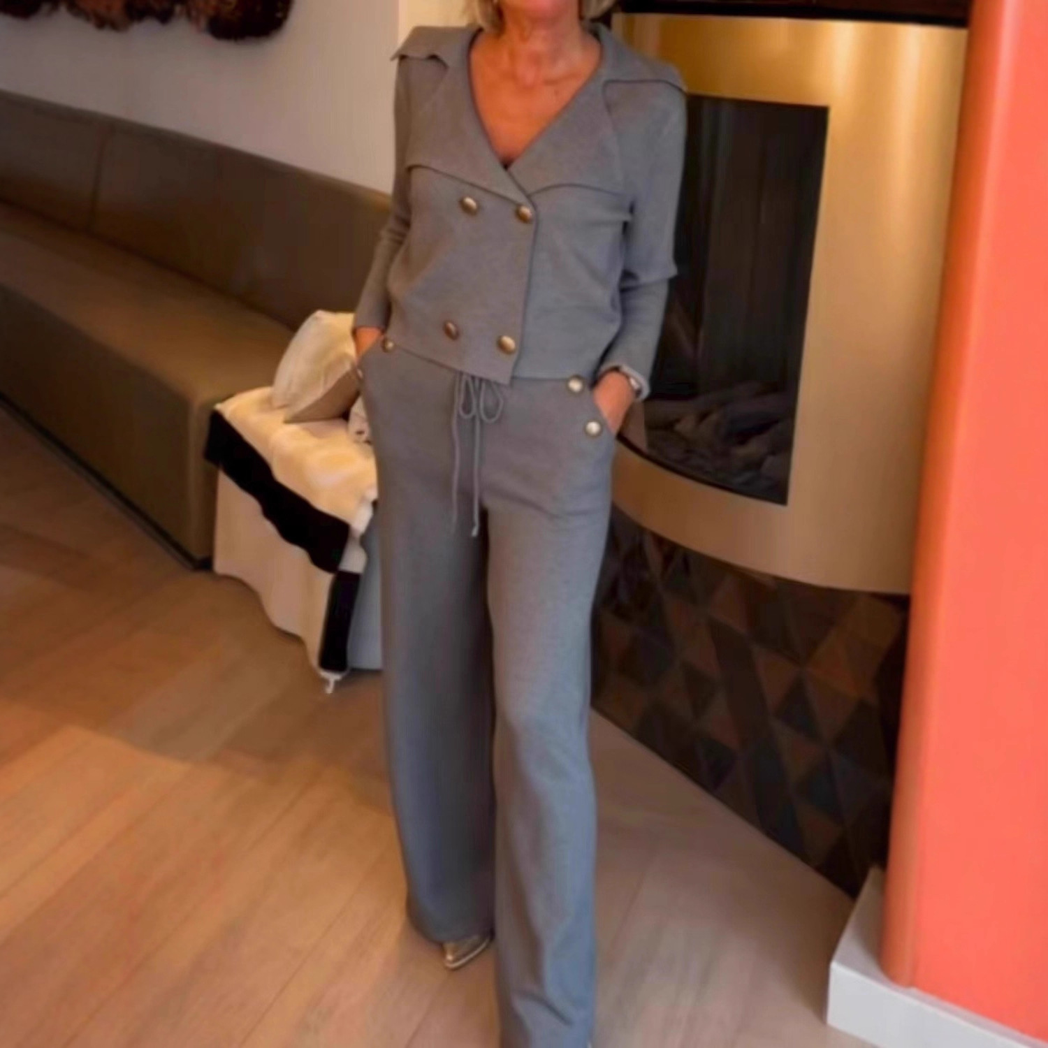 Elegant Button-Front Two Piece Set (Buy 2 Free Shipping)