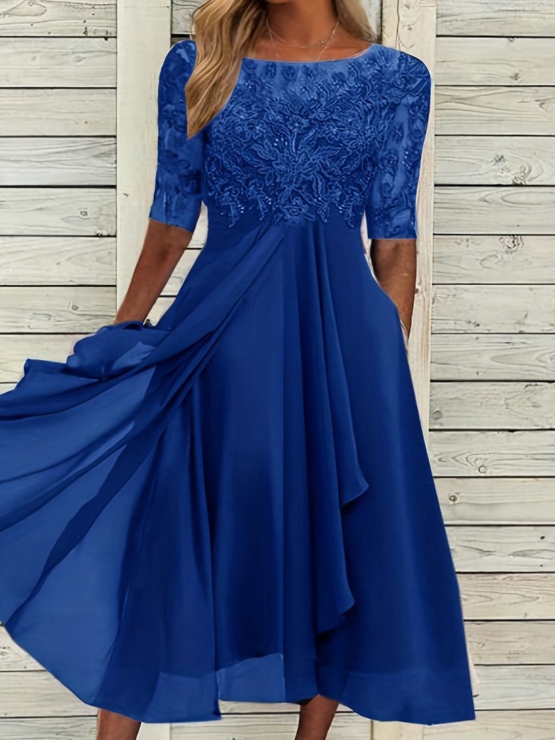 Elegant Embroidered Lace Midi Dress(Buy 2 Free Shipping)