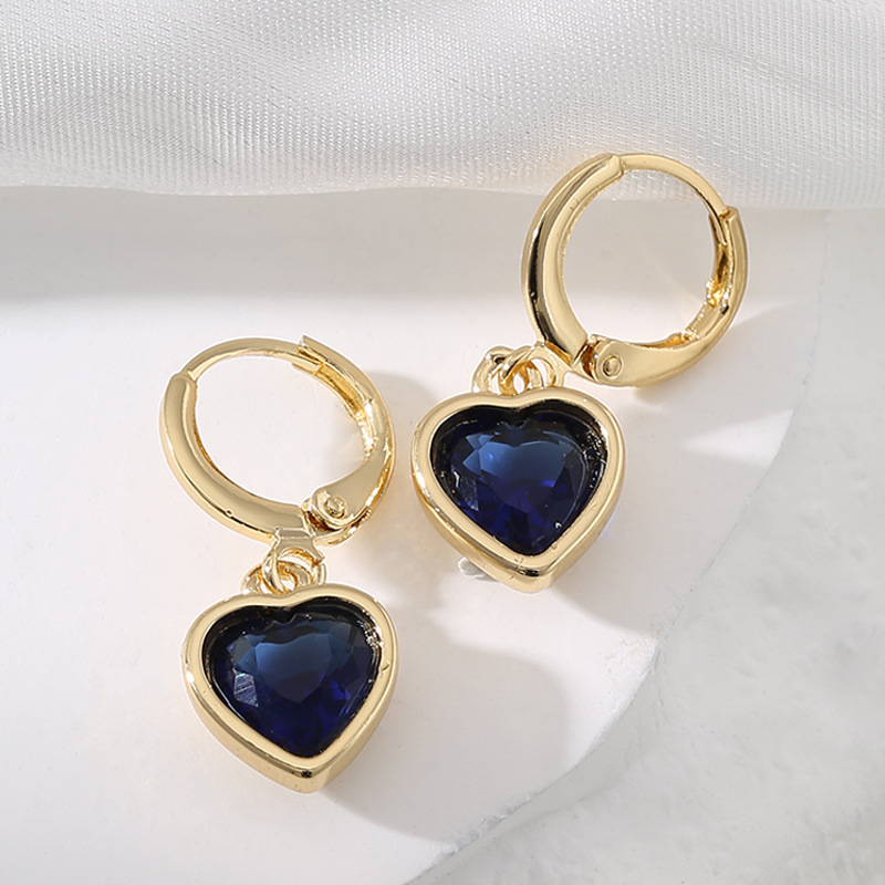Charm Heart Crystal Gold Drop Earrings