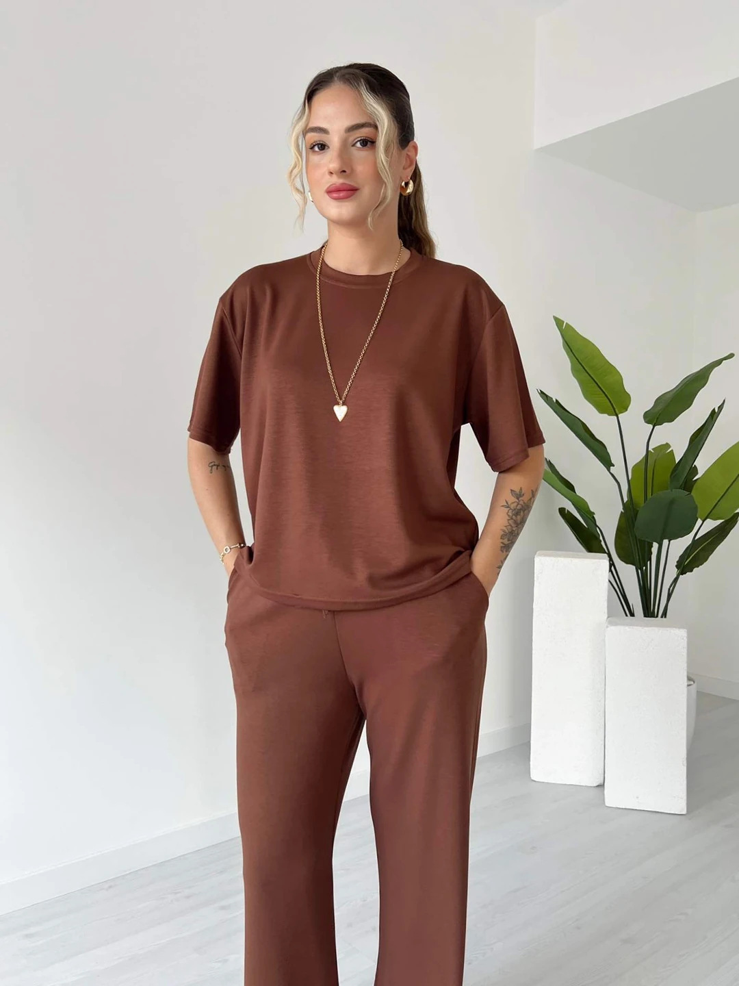 Casual Soft Knit Top and Drawstring Pants Two Piece Set (Buy 2 Free Shipping)