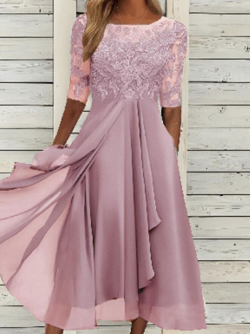 Elegant Embroidered Lace Midi Dress(Buy 2 Free Shipping)