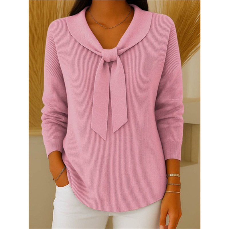 Elegant Draped Tie Collar Knit Top (Buy 2 Free Shipping)