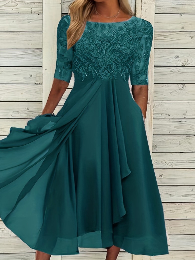 Elegant Embroidered Lace Midi Dress(Buy 2 Free Shipping)