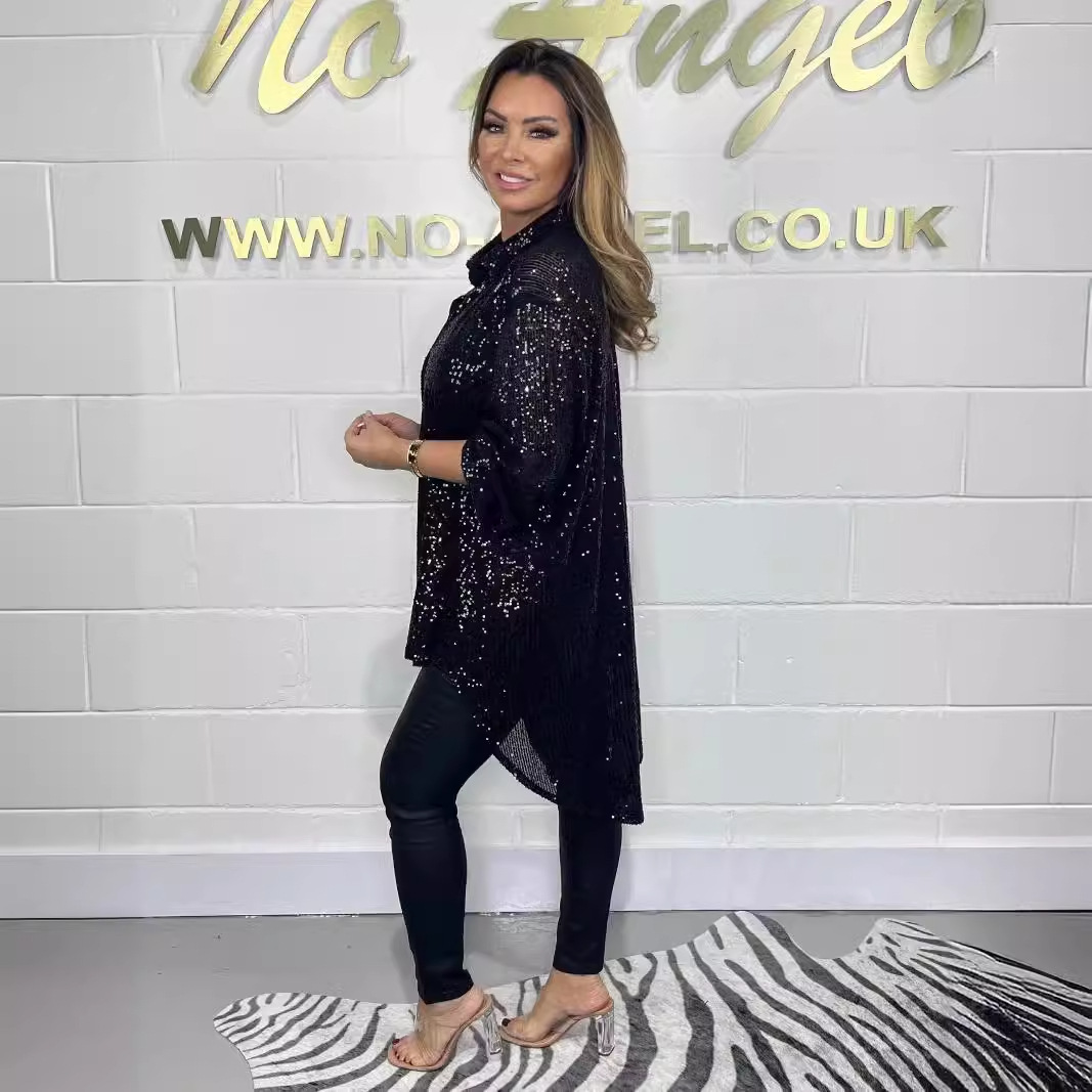 Full Sequin High Low Shirt (Buy 2 Free Shipping)