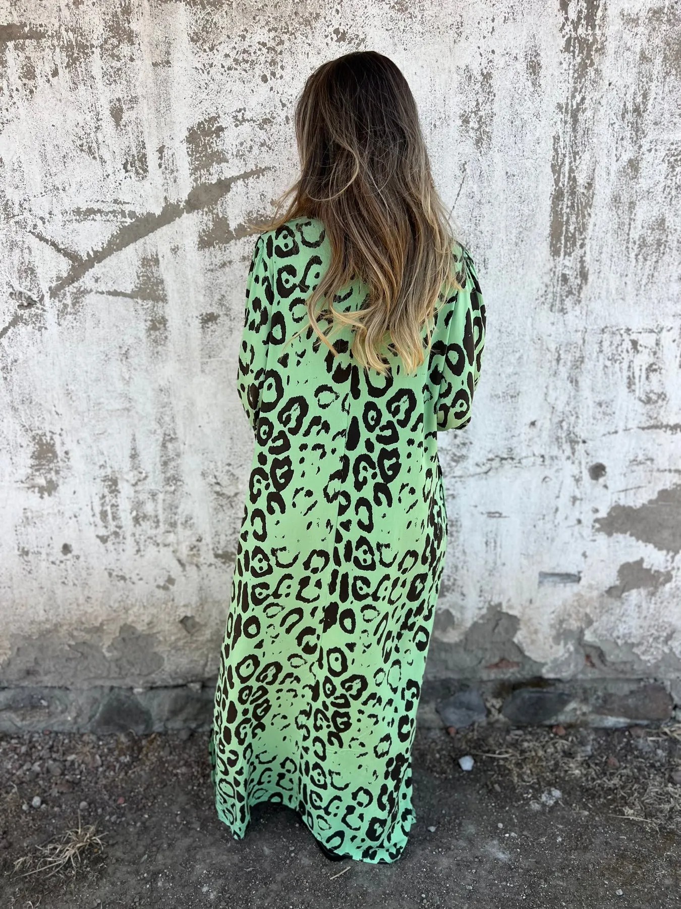 Relaxed V-Neck Leopard Print Maxi Dress (Buy 2 Free Shipping)