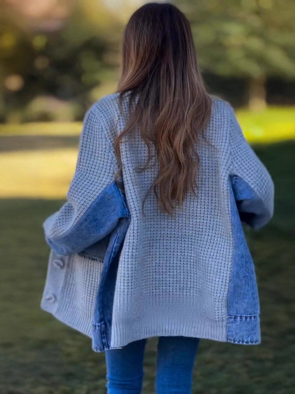 Cozy Patchwork Knit Denim Jacket with Pockets (Buy 2 Free Shipping)