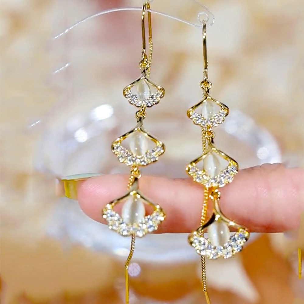 Sterling Silver Ginkgo Leafs Threader Earrings