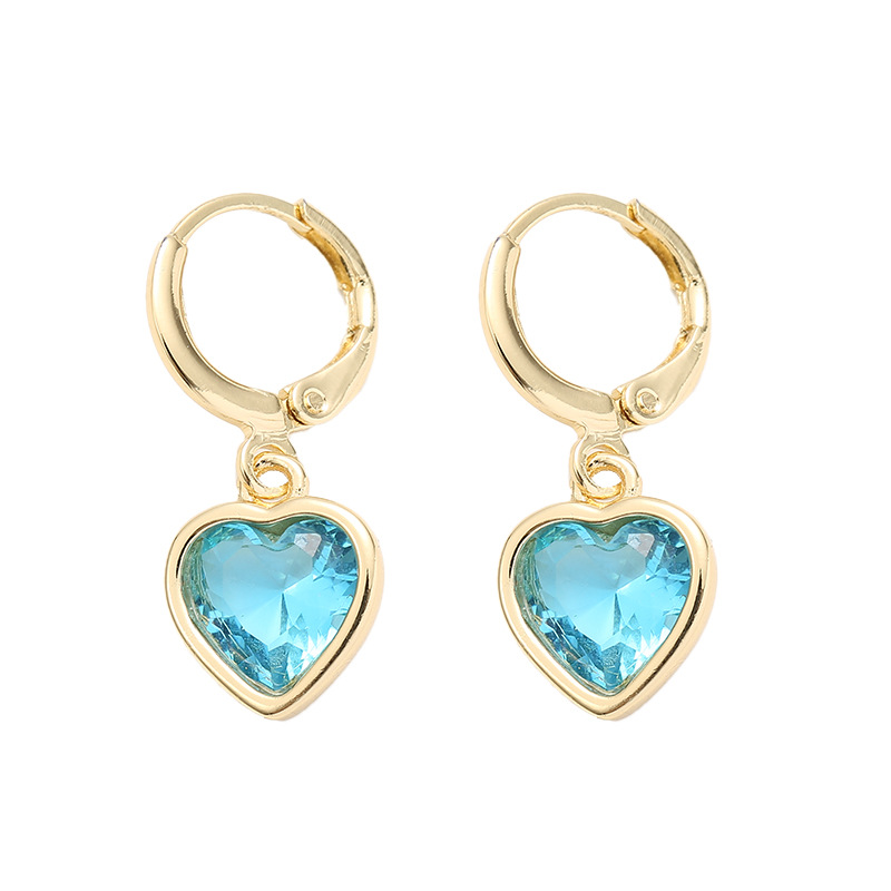 Charm Heart Crystal Gold Drop Earrings
