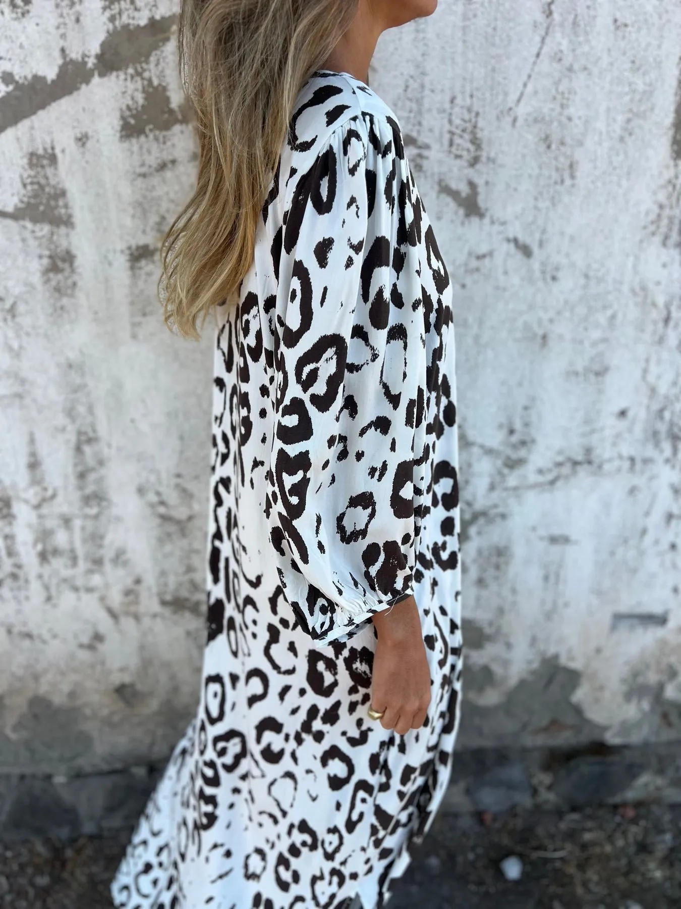 Relaxed V-Neck Leopard Print Maxi Dress (Buy 2 Free Shipping)