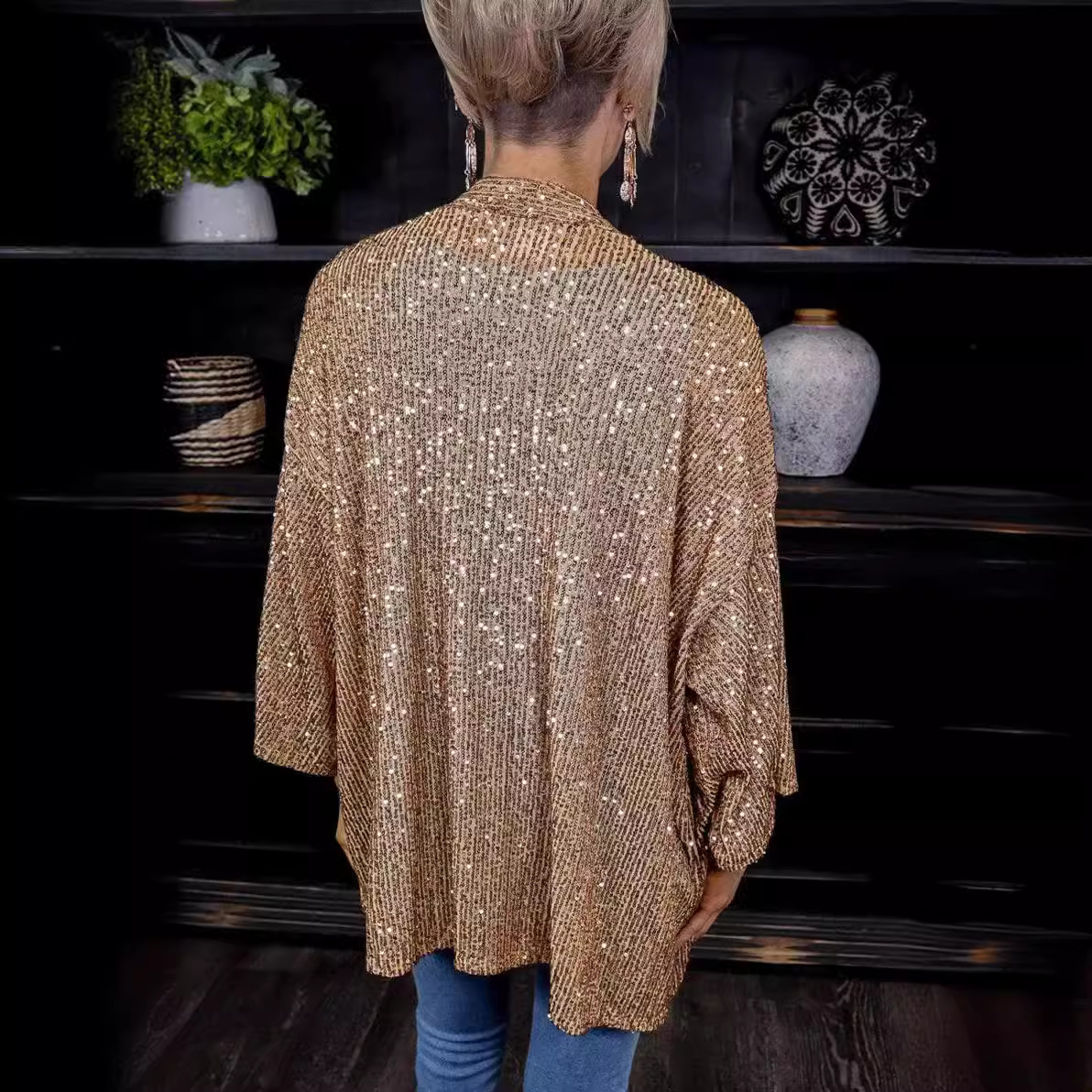 Sparkly Loose-Fit Sequin Cardigan Jacket (Buy 2 Free Shipping)