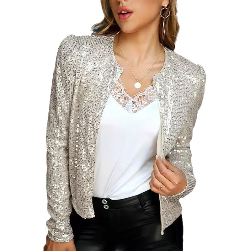 Sparkly Fit Long Sleeve Sequin Cardigan Jacket (Buy 2 Free Shipping)