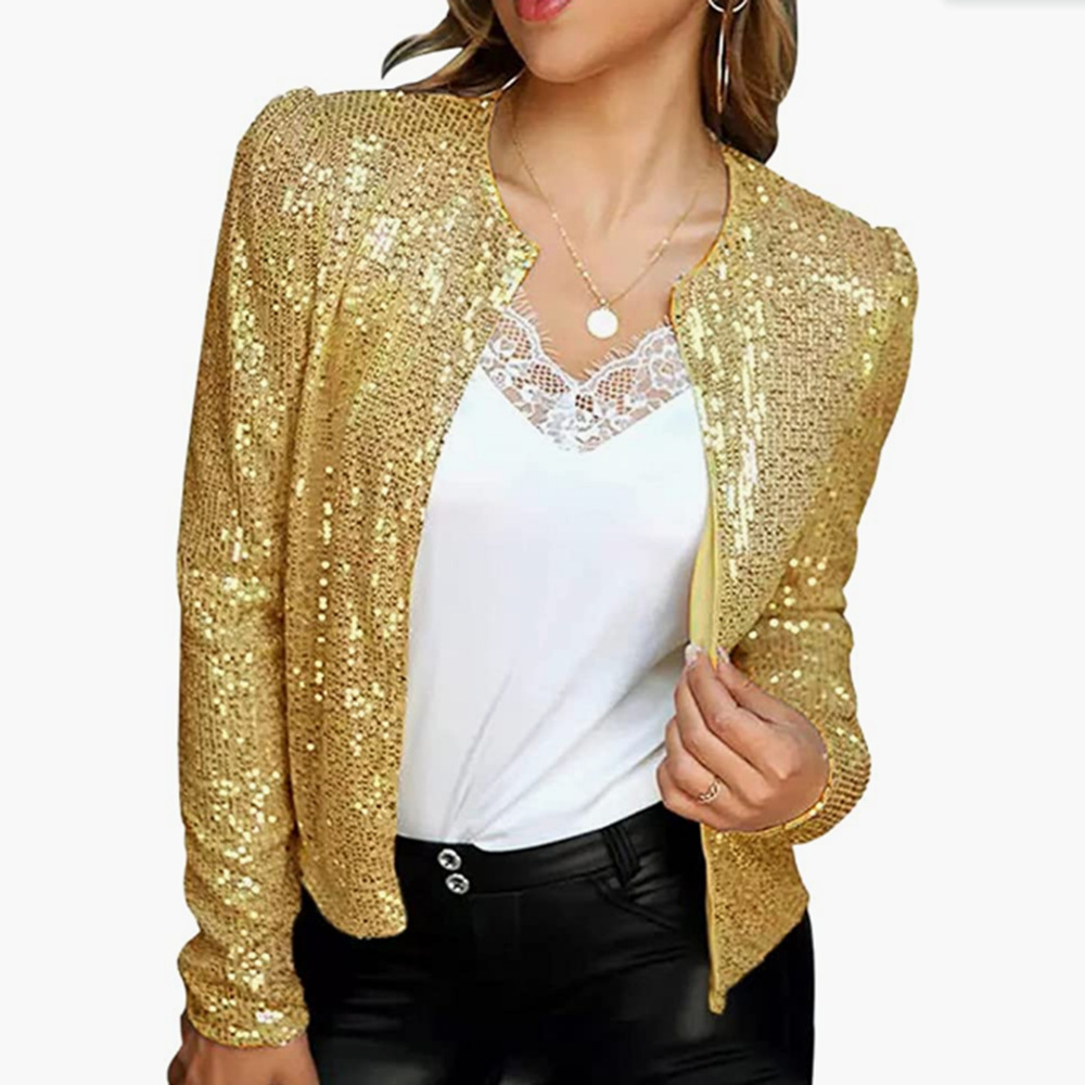 Sparkly Fit Long Sleeve Sequin Cardigan Jacket (Buy 2 Free Shipping)
