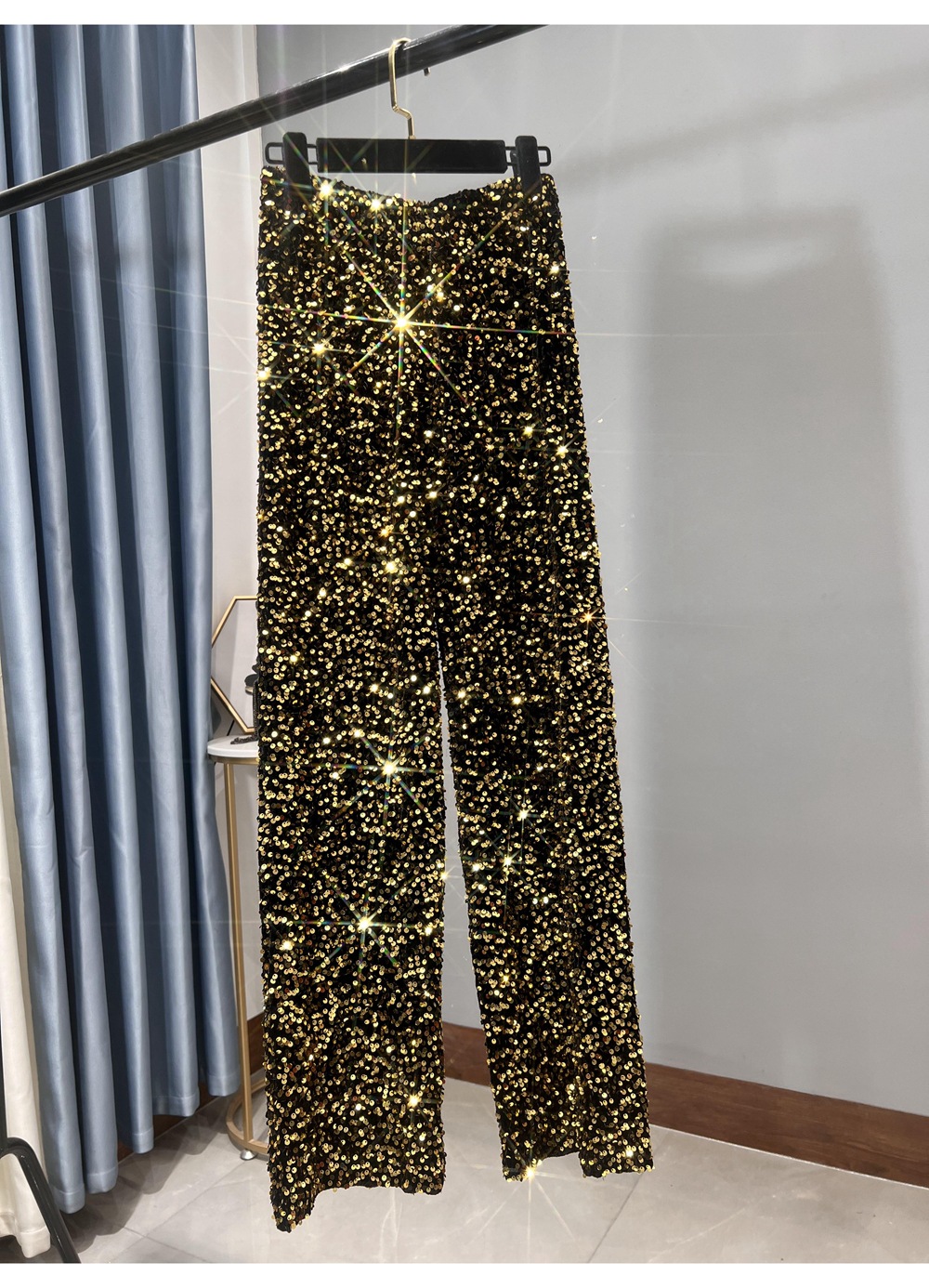 Sequin Velvet Elastic Waist Wide Leg Pants (Buy 2 Free Shipping)