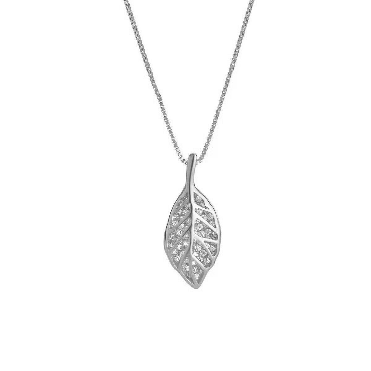 Sparkling Natural Leaf Pendant Necklace