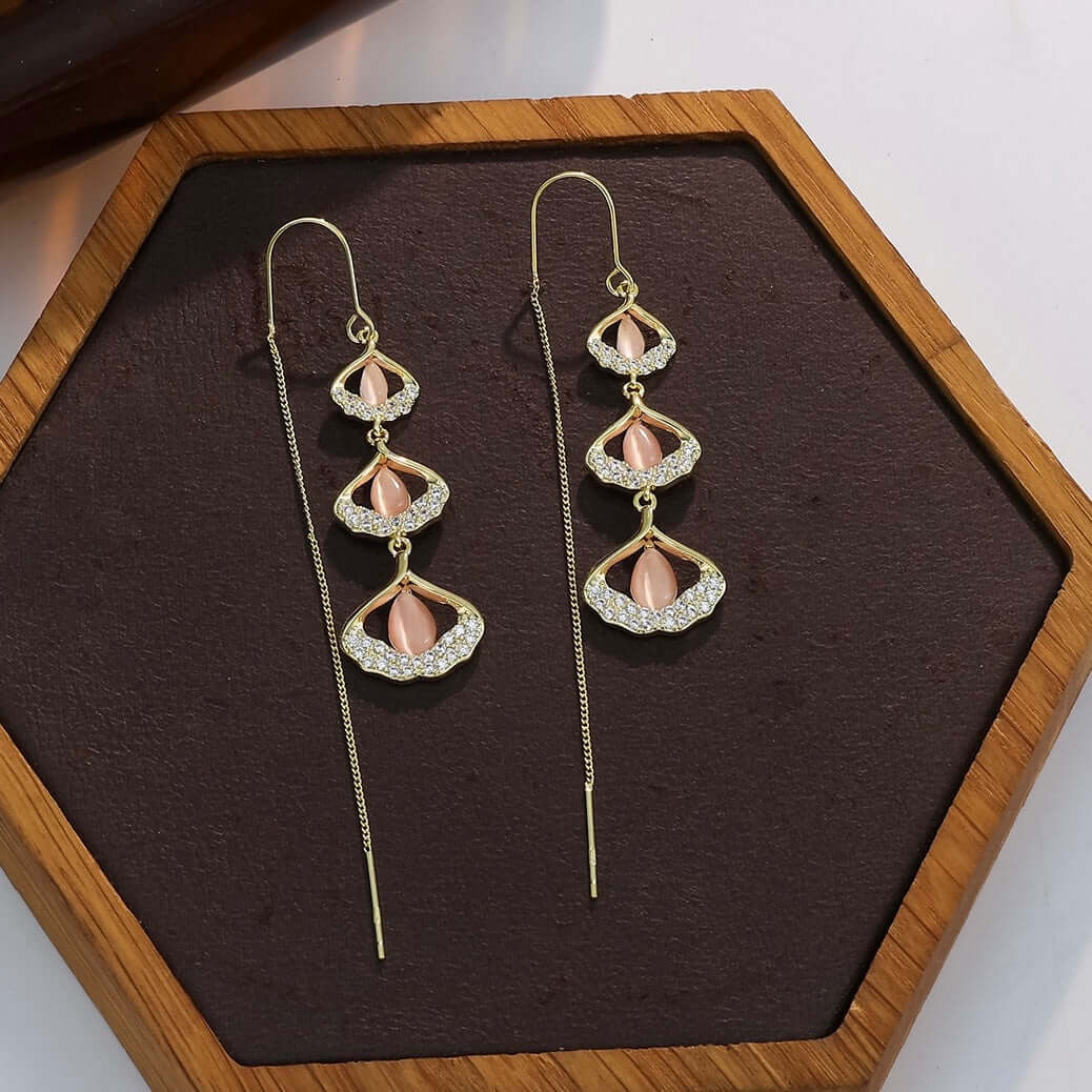 Sterling Silver Ginkgo Leafs Threader Earrings