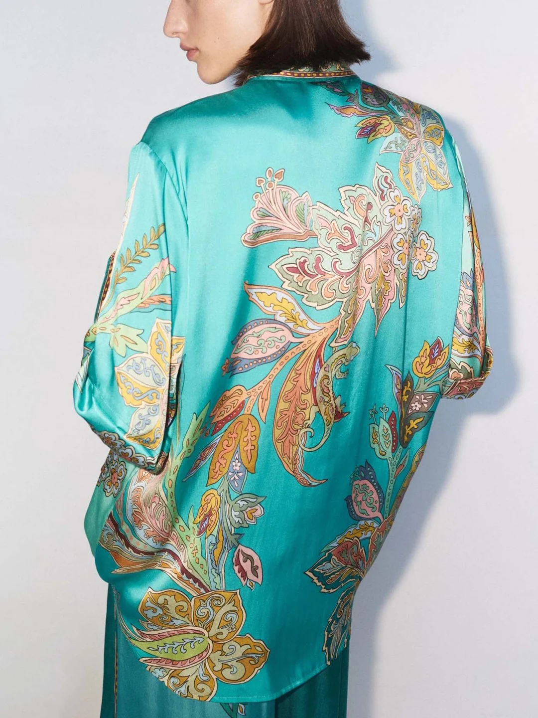 Exquisite Satin Botanical Print Loose Two-Piece Set (Buy 2 Free Shipping)