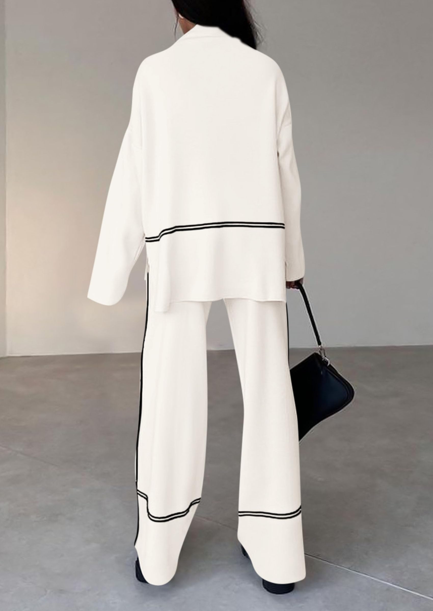 Women's Fall Long Sleeve Pullover Sweater Wide Leg Pants 2 Piece Outfits(BUY 2 FREE SHIPPING)