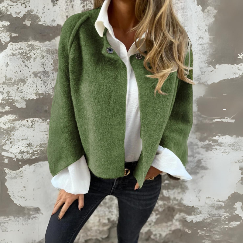 Woolen Round Long Sleeve Coat (Buy 2 Free Shipping)