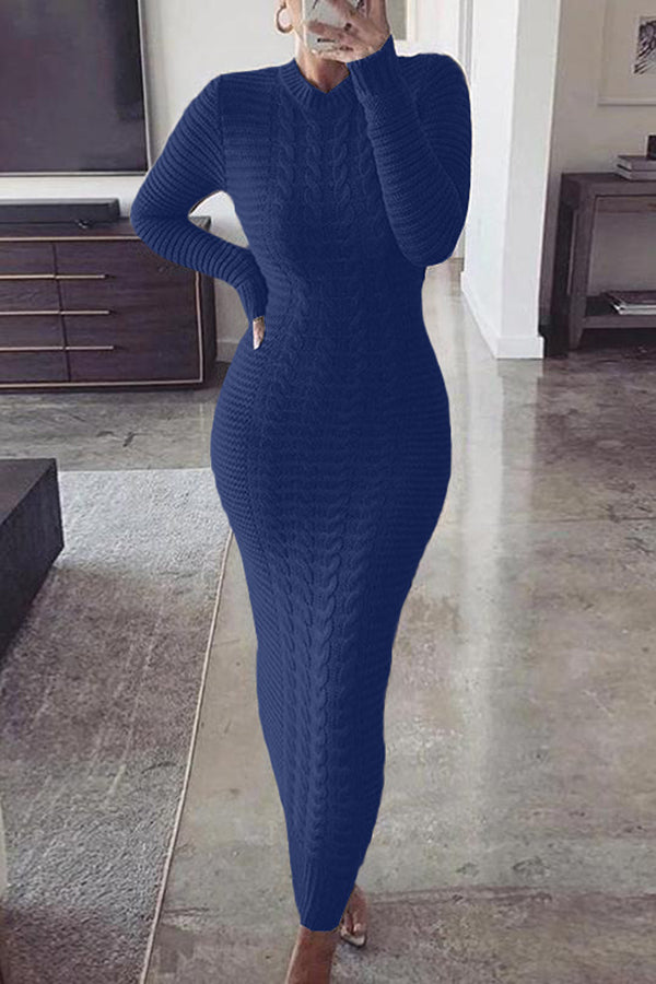 Classic Slim Cable Knit Maxi Dress (Buy 2 Free Shipping)