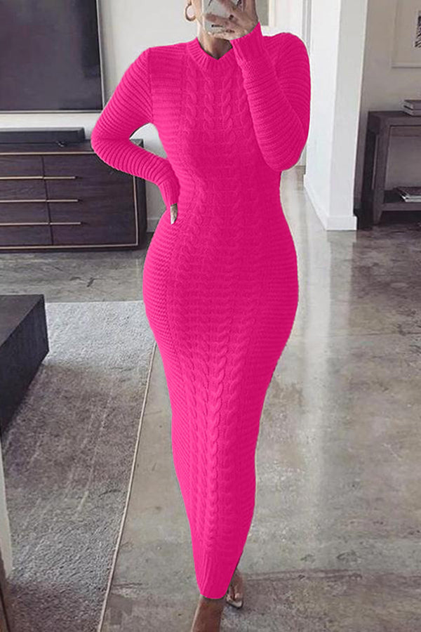 Classic Slim Cable Knit Maxi Dress (Buy 2 Free Shipping)